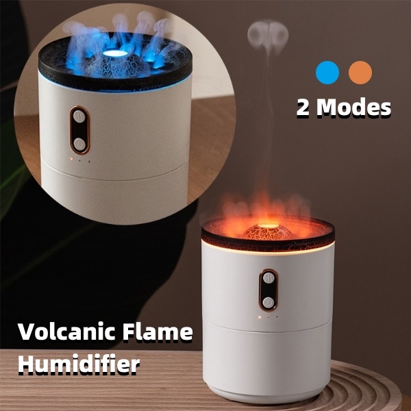 Volcano Humidifier USB Plug-in Ultrasonic Flame Aroma Diffuser  (Black-ordinary)